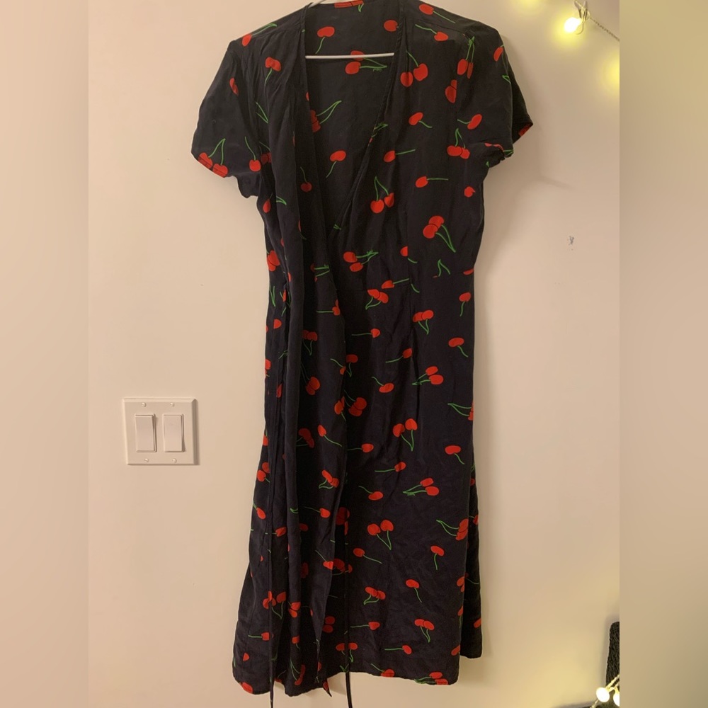 Cherry printed silk dress
